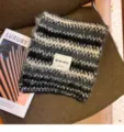 Knitted winter scarf with chic black and white stripes, soft warm cozy winter neck warmer. - Black