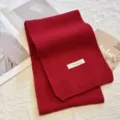 Cozy red knitted winter scarf for women, solid color soft wool neck warmer fashion accessory. - Solid Red