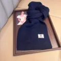 Cozy dark blue knitted winter scarf for women, soft wool warm neck wrap accessory. - Navy Blue