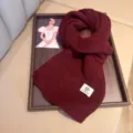 Winter warm knitted wool scarf in dark red, cozy fashion accessory for cold weather wear. - Dark Red