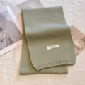 Solid color knitted scarf for women, cozy winter neck warmer in soft mint green knit fabric. - Solid Light Green