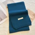 Solid color knitted winter scarf for women, cozy and warm casual neck wrap accessory. - Lake Blue