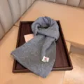Winter grey knit wool scarf, cozy warm neck warmer for women and men, stylish daily wear. - Gray