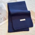 Dark blue solid color knit winter scarf, cozy soft wool warm neck wrap for women styling. - Solid Navy