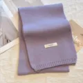 Lavender purple knitted winter scarf for women, cozy and soft solid color fashion neck warmer. - Solid Light Purple