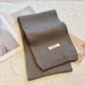 Solid color knitted winter scarf for women, warm grey wool scarf, casual stylish neck warmer. - Solid Light Grey
