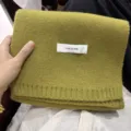Olive green knitted scarf for women winter warm solid color soft cozy neck wrap daily wear - Matcha Green