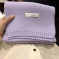 Cozy winter purple knitted scarf for women, solid color casual warm neck wrap item. - Gentle Purple