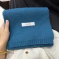 Cozy winter blue knit scarf for women and men, classic solid color warm winter neck wrap. - Lake Blue