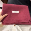 Solid red knitted scarf for winter women fashion warm casual daily wear winter neck warmer - Dark Red
