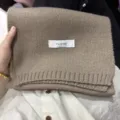 Korean style brown knitted scarf winter solid color warm soft fashion neck warmer for women - Dark Khaki
