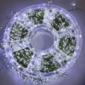 White LED copper wire fairy lights wrapped on star-patterned plastic storage reel for decor - 3m 100 LEDs - 3 AA Flashing Battery Box / Dark Green Wire-White Light