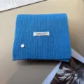 Cozy blue knitted wool blend winter scarf, thick warm solid color scarf for women and men. - Blue