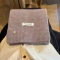 Cozy chunky knit wool blend scarf in soft purple with handmade label and shell detail. - Purple Velvet