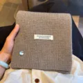 Korean style wool blend knitted scarf in solid brown, thick warm winter neck warmer. - Coffee