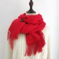 Rode lange sjaal in kasjmier stijl met franjes voor dames en heren, heerlijk warm. - 200cm / Rood