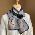 Bufanda de punto gris para mujer con bonito diseño de conejo y detalle de corazón. - Gris