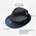 Chapeau Fedora en paille ajourée bleu marine pour les vacances d'été à la plage - Chapeau Panama Ajouré / Ajouré Boucle de Ceinture Bleu Marine