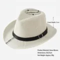 Klassischer cremefarbener Strohhut im Panama-Stil mit schwarzem Band und Maßen - 58cm / Panama Strohhut mit Gürtelschnalle / Panama-Strohhut mit Gürtelschnalle, Milchweiß