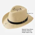 Sommer Strohhut Panama Sonnenhut für Herren und Damen mit detaillierten Größenangaben - 58cm / Panama Strohhut mit Gürtelschnalle / Panama-Strohhut mit Gürtelschnalle, Cremegelb