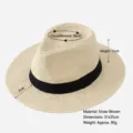 Klassischer Stroh-Panamahut mit schwarzem Band für sommerlichen Strand-Sonnenschutz - 58cm / Panamahut / Panama-Strohhut mit Band, Cremeweiß