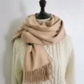 Effen winterse sjaal van imitatiekasjmier voor dames, warm dik lang kwastjesontwerp comfortabel. - 200cm / Khaki