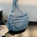 Borsa a Tracolla in Denim Multitasche Casual Borsa a Spalla Blu Chiaro Donna Elegante - Azzurro