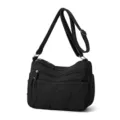 Borsa a tracolla in nylon nero con tasche multiple borsa casual da donna quotidiana - Nero