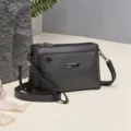 Σκουρο γκρι τσαντα ωμου απο PU δερμα με πολλαπλα διαμερισματα και θηκη για γυναικες. - σκούρο γκρι