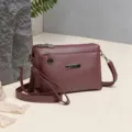Women PU Leather Multi-Compartment Crossbody Bag Casual Shoulder Handbag Daily New - Purple
