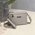 Grey PU Leather Crossbody Bag Multi-Compartment Women Phone Handbag Shoulder Purse - Light Gray