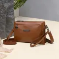 Brown PU Leather Multi-compartment Crossbody Shoulder Bag and Handbag Color Variant - Yellow Brown