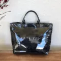 Borsa shopper impermeabile in PVC nero, grande borsa a mano in gel per lo shopping. - Nero