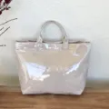 Borsa tote impermeabile in PVC di grande capacità borsa a mano casual da donna uso quotidiano - Grigio chiaro