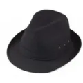 Detailansicht eines schwarzen, atmungsaktiven Herrenhutes mit metallenen Belüftungsösen - Klein 56cm / Schwarz