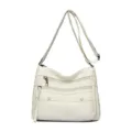 Sac bandoulière multi-poches en cuir PU blanc pour femme style décontracté quotidien. - Blanc