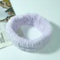 Diadema elástica de felpa violeta lavanda para lavado de cara y maquillaje - Diadema Única / Púrpura