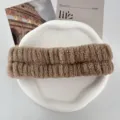 Diadema de felpa suave caqui para lavado de cara y cuidado facial. - Diadema Única / Marrón