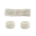 Set de diadema y muñequeras de felpa crema suave para el cuidado de la piel y maquillaje - Juego de 3 Piezas Regular / Beige