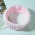 Banda de felpa rosa suave para el lavado de cara y rutinas de cuidado de la piel - Diadema Única / Rosa