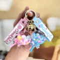 Schattige drijfzand lolly sleutelhanger met kleurrijke kralen, perfecte tasbedel voor dames. - Blauw