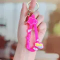 Roze siliconen sleutelhangers met schattige regenboog en sterren bedels, leuk cadeau. - Regenboog ster siliconen armband - Felroze