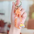 Cute silicone rainbow star keychain with letter pendant, orange soft rubber bag charm - Rainbow Star Silicone Wristband - Orange
