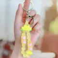 Cute silicone lotus keychain strap, creative rubber keyring charm for bags and keys. - Lotus Good Luck Soft Rubber Bracelet - Yellow