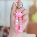 Pink silicone lotus flower keychain strap cute lucky charm wristlet gift bag accessory - Lotus Good Luck Soft Rubber Bracelet - Pink