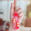 Pink silicone lotus keychain wrist strap, cute beaded charm pendant for keys and bags. - Lotus Good Luck Soft Rubber Bracelet - Red
