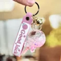 Roze vloeibare zwevende lolly sleutelhanger schattige glitter rugzak hangend leuk - Roze
