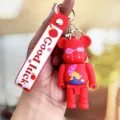 Rode Bearbrick sleutelhanger schattig koppel tas hanger trend auto ring accessoire nieuw - Rood