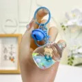 Leuke olie gevulde beren zuigfles sleutelhanger blauwe hanger voor tassen en sleutels - Drijfzand beer babyfles - Blauw