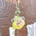 Schattige acryl drijfzand sleutelhanger met bel en cartoon schaap poppen tas hanger ontwerp. - Individuele Verpakking / Little Kiki - Tweekleurige bubbelparels geel